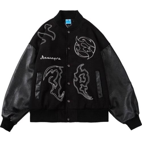 2021 Spring Autumn Unisex Embroidered Hip Hop Varsity Baseball Jacket Fashion Hi Street Loose Fit Letterman Outerwear For Couple