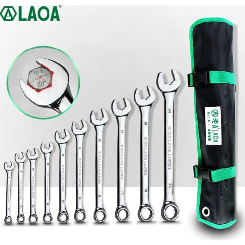 LAOA Combination Wrench Set With Bag Socket Wrench Set Open End Spline End Tools Kit for Auto Repairing