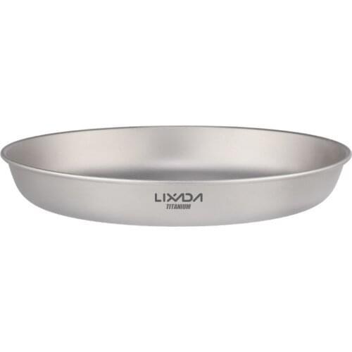Lixada 700ml Titanium Plate Ultralight Dinner Fruit Plate Frying Pan for Outdoor Camping Hiking Backpacking Picnic BBQ