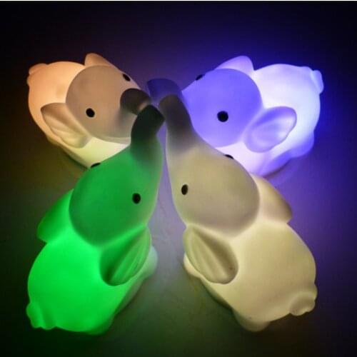 1pcs Cute LED Night Light Lamp Mini Elephant Shape Colorful Emergency Lamp For Wedding Party Bedroom Living Room Decoration