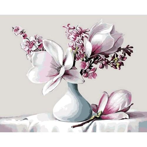 Magnolia Flower DIY Digital Painting By Numbers Modern Wall Art Canvas Painting Unique Gift Home Decor 40x50cm