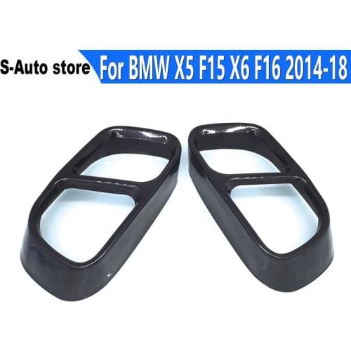 Tail throat car exhaust pipe cover car sticker For BMW X5 F15 X6 F16 2014-18 (M sports version) stainless steel black
