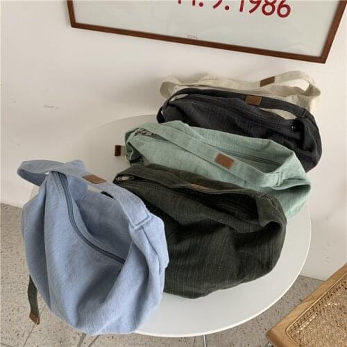 New Korean style big size ins dumpling bag canvas bag large-capacity female wild fashion one-shoulder messenger crossbody bag