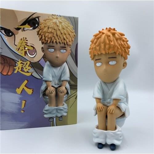 One Punch Saitama Man WC Toilet Bad Taste Funny Wig Ver. PVC Action Figure One Punch Collectible Model Toys Gift 16cm