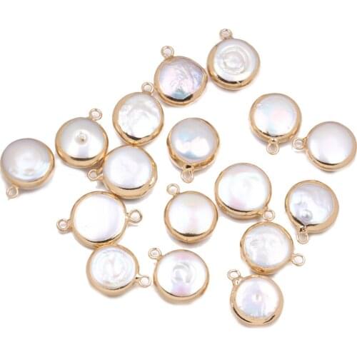 Fashion Natural Freshwater Pearl Pendants Round Shape Charms Pendants for Jewelry Making DIY Accessories Fit Necklaces 17x22mm