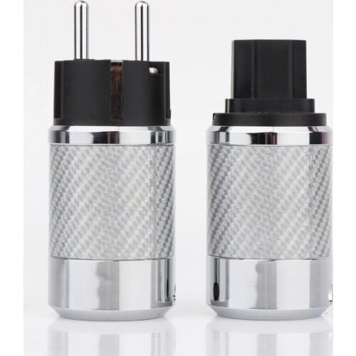 Preffair WCF4-ER Hi-End Carbon Fiber Rhodium Plated With Gasket European Standard AC Power Plug IEC Female DIY Mains Power