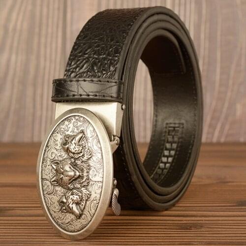 Fashion Mens Leisure Belt Europe Party Alligator Pattern Waist Strap British Jeans Accessories Wolves Automatic Buckle Cinto