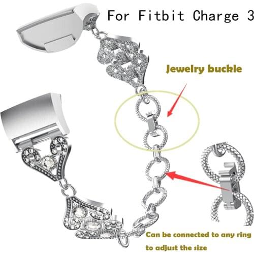 Alloy Steel Watch Strap for Fitbit Charge 3 Metal Retro link Wristbands Watch Band Smart watch Women Bracelet fashion gift bands