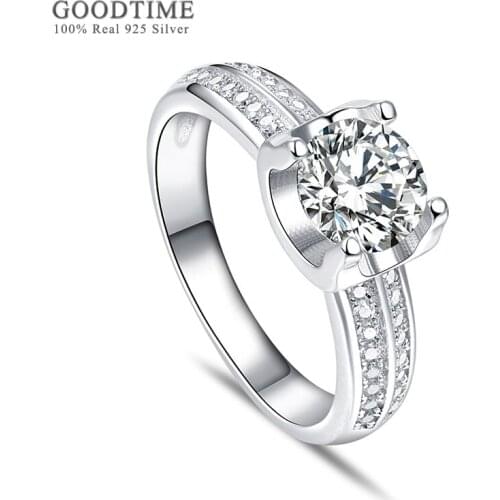 Luxury Bride Wedding Ring Pure 925 Sterling Silver Zircon Engagement Ring Jewelry Accessories Gift For Women Girl Party