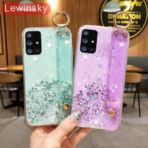 Luxury Glitter Star Case For Samsung Note 20 S20 Ultra A01 A21 A11 A31 A51 A71 A81 A91 A70 A50 A10 Wrist Strap Phone Holder Case
