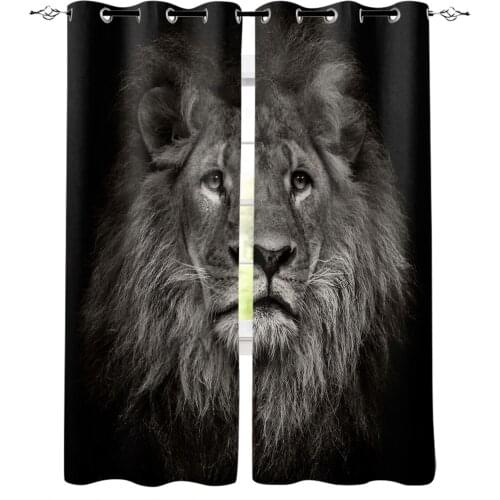 Lion Animal Black Blackout Curtains For Living Room Window Curtains For Bedroom Kitchen Curtains Drapes Blinds