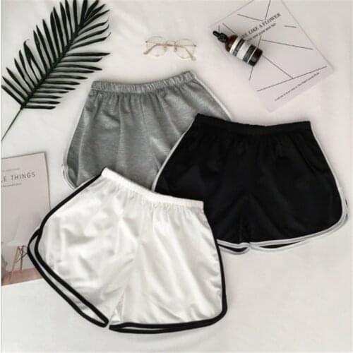 2019 Summer Women Shorts Sexy Elastic Skinny Slim Sport Shorts Solid Color Patchwork Sport Fitness high waist shorts