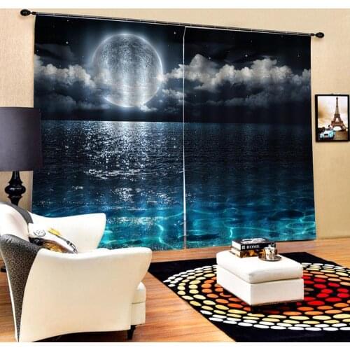 3D Blackout Curtains moon design Curtains For Living Room Bedroom Luxury Hotel Office Home Decor Drapes