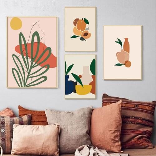 Scandinavian living figures canvas painting Nordic wall art gallery poster and living room home decor printing