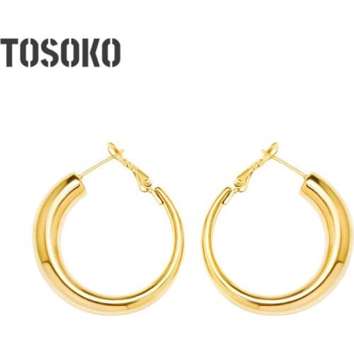 TOFFLO Stainless Steel Hollow Circle Earrings Simple Earrings For Women BSF237