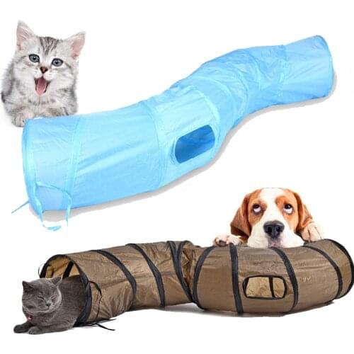 120cm"S" Funny Pet Tunnel Cat Playing Tunnel Brown Foldable 1 Hole Cat Tunnel Cat Toy Cat Toy Bulk Cat Toy Rabbit Playing Tunnel