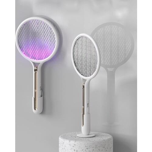 2 In 1 Electric Mosquito Swatter Rechargeable Stand Insect Bug Fly Dispeller Double Safety Switch Purple Light Mosquito Killer