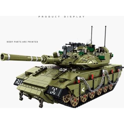 Military series Israeli Army Merkava Main Battle Tank MK4 Simulation tank model Building Blocks Toys Gifts