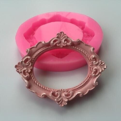 Mirror Design Fondant Cake Mould Cookies Sugarcraft Decoration Silicone Mold Mini Photo Frame Aroma Stone Moulds