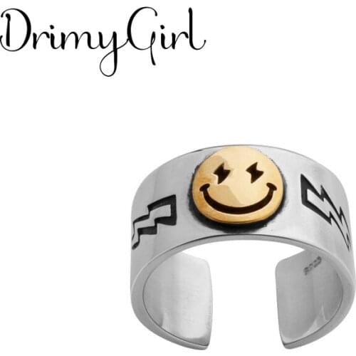 Original Design Bohemian Retro Big Smile Face Ring For Women Fashion Open Finger Rings Female Boho Jewelry