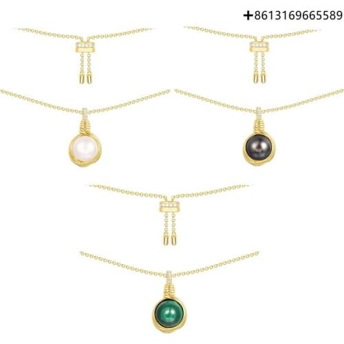 100% original high quality 1:1 copy Peacock lime white pearl necklace Female fashion pop jewelry free postage factory direct sal