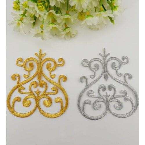 Gold Lace Patches 5 Pcs Violin Iron On Embroidered Appliques Iron-on Costumes Trims 10.5*9cm Diy