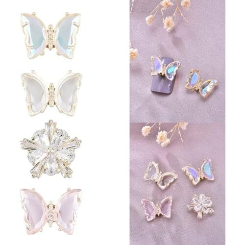 1Pcs Rotatable 3D Aurora Butterfly AB Snowflake Nail Art Design Charms Holographic Crystal Jewelry Glitter Rhinstones Decoration