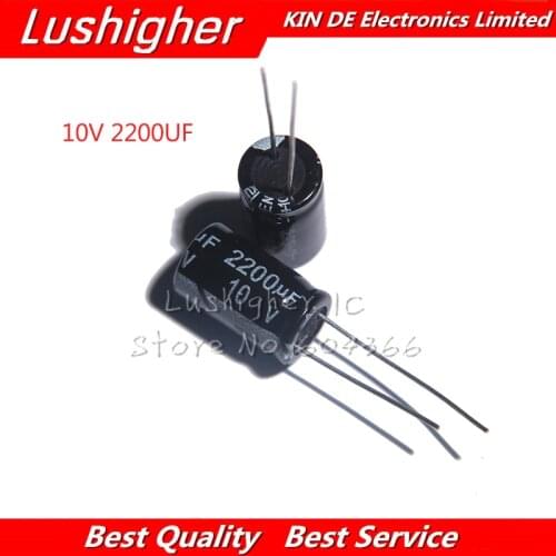 10PCS 10V2200UF 10*17mm 2200UF 10V 10x17 mm Aluminum Electrolytic Capacitor DIP