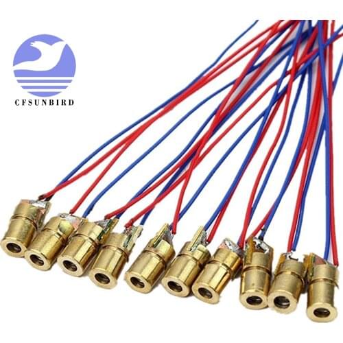 10pcs/lot 650nm 6mm 5V 5mW Laser Dot Diode Module Copper Head Red