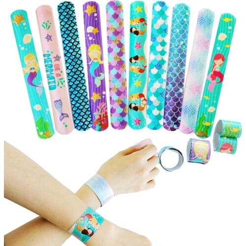 10pcs Mermaid Clap Circle Toys Under The Sea Little Mermaid Birthday Party Decorations Girl 1st Birthday Party Favor Kids Gifts