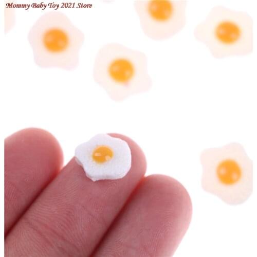 10PCS S L Diy Resin Fried Egg 1:12 White Egg Flatback Cabochons Dollhouse Miniature Food DIY Scrapbooking