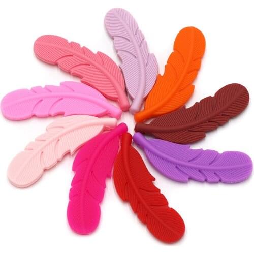 Joepada 10Pc Silicone Teether Feather Beads Handmade Accessories Teething Toys For Infant Gift Baby Teether Nursing Shower Toys