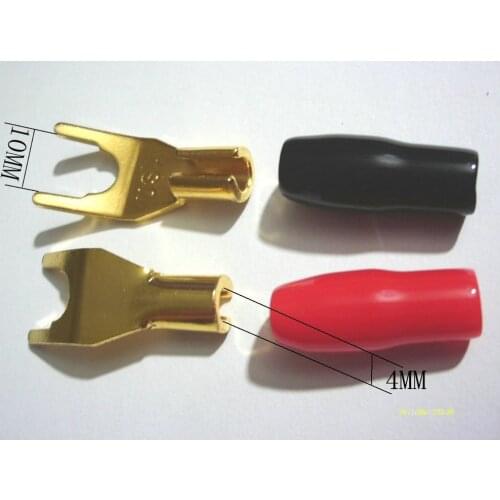100pcs GOLD Plated Banana Spade Plug Solderless Speaker New