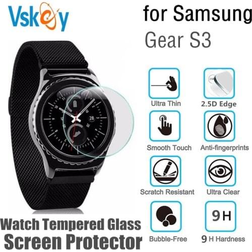 100PCS Tempered Glass Screen Protector for Samsung Galaxy Gear S3 Round Sport Smart Watch Protective Film