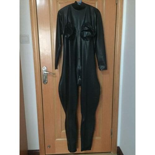 2018 Fashion Man Leotard Exotic Costumes Sexy Black Fetish Latex Zentai Bodysuits Rubber CD Catsuits Zentai For Men Latex Suits