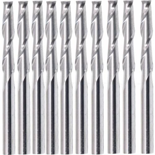 Acrylic ABS Carbide Two Flute Spiral Bit 3.175x3.175x17mm 10pcs