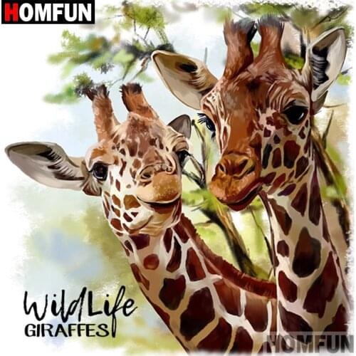 HOMFUN 5D DIY Diamond Painting Full Square/Round Drill "Animal giraffe" 3D Embroidery Cross Stitch gift Home Decor A00961