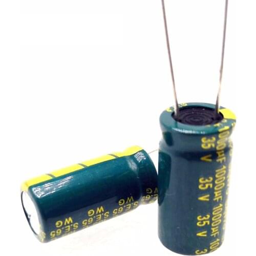 100pcs/lot T36 Low ESR/Impedance high frequency 35v 1000UF aluminum electrolytic capacitor size 10*20 1000UF35V 35V1000uf 20