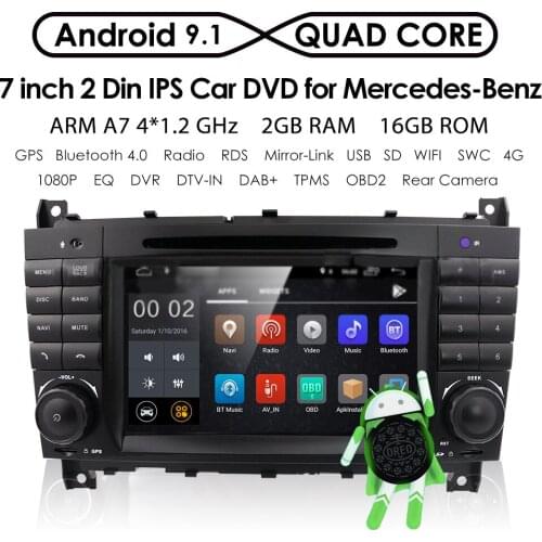 IPS DSP 2 Din Android 10 Car DVD Auto Radio GPS for Mercedes Benz W203 2004-2007 CLC W203 2008-2010 7 Inch Navigation TPMS DVR