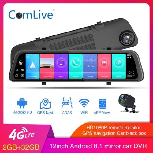 Newest 12in Android 8.1 2+32G Car video recorder dual lens HD1080P WIFI CAR ASSIST remote monitor GPS navigation Car black box