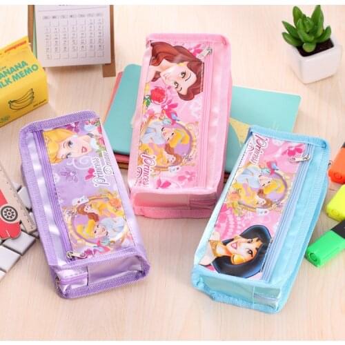 Disney Frozen Cartoon Pencil Case Cute Large Capacity Multifunctional Creative Stationery Bag Handbag Gift
