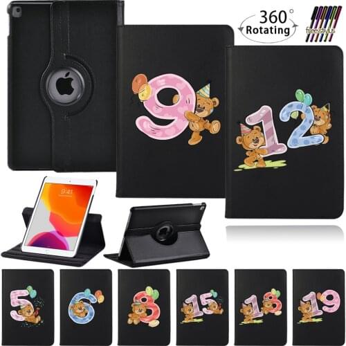 360 Rotating Tablet Case for Apple IPad 2/3/4/IPad Mini 4/5/iPad 5th/6th Gen/7th Gen/8th Gen Arabic Numeral Series Cover Case