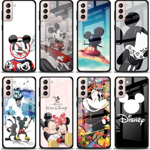 Playing Mickey Mouse Tempered Glass Cover For Samsung Galaxy S21 Plus Ultra M21 M31 M51 A52 A72 Phone Case Coque