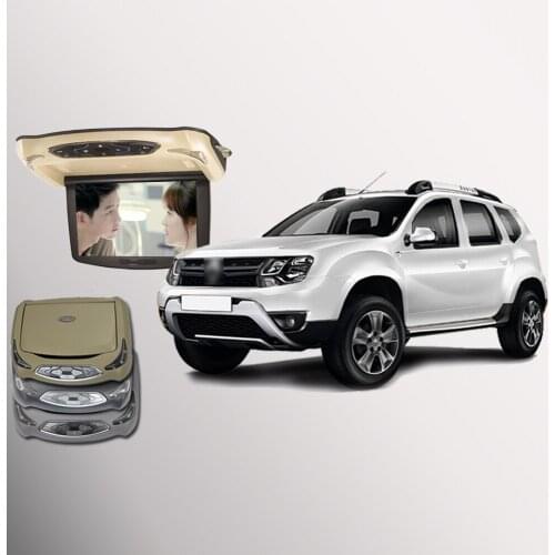 BigBigRoad Flip Down DVD For Renault Duster Car Roof Mounted In Car LED Digital Screen Support HDMI USB FM TV Game IR Remote