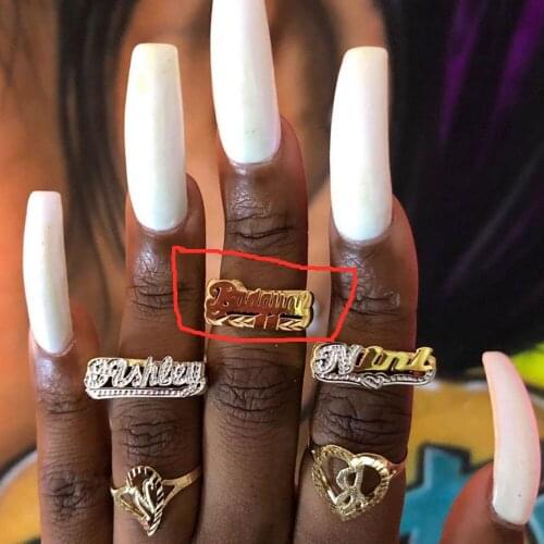 Personality Two-color Ring Hip Hop Ring Women Custom Name Ring for women men Gold Fashion Punk Letter Ring GiftCustom jewelry