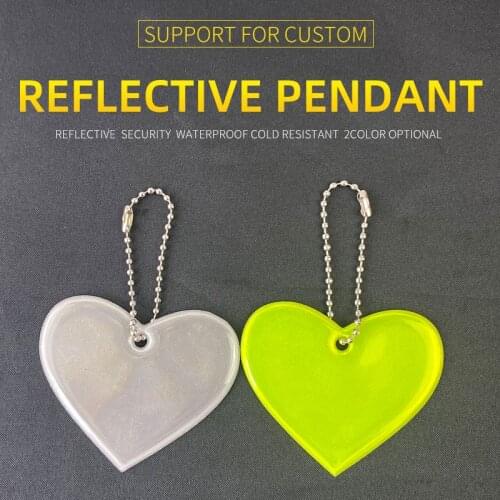 Customized Love Reflective Keychain key ings Soft PVC Reflector Heart-shaped pendant charm bag accessories hanger 600 lights