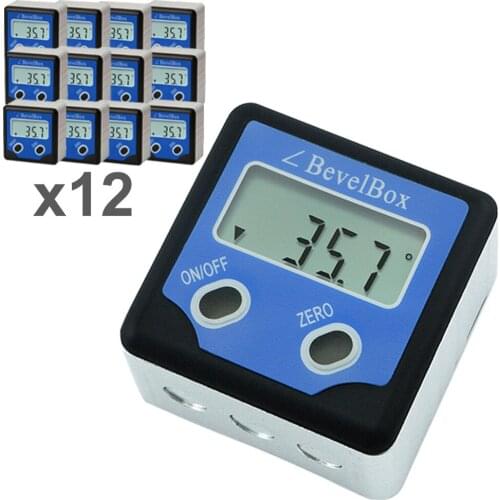 Angle Gauge Meter bevel Box 12pcs. Inclinometer with Magnetic Base Digital Protractor Finder