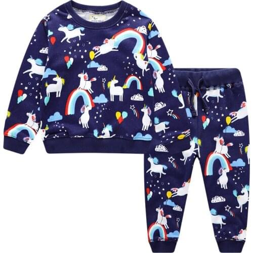 Unicorn Baby Girls Outfit Clothing Sets Toddler Kids Long Sleeve Sweatshirt Full Pants Rainbow Fashion Suits