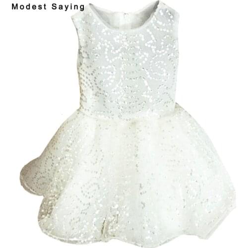 Lovely Ivory Ball Gown Beaded Flower Girl Dresses 2017 Knee Length Puffy Kid Children Girl Pageant Dresses Custom Made BF123