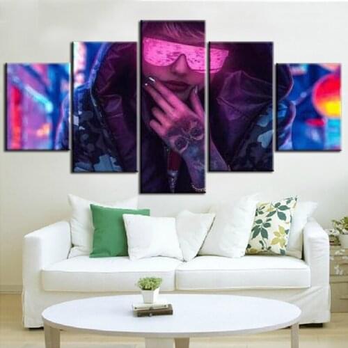 5 Piece Wall Art Canvas Anime Manga Punk Girl Figure Modular Pictures And Posters Modern Home Decor Bedroom Decoration Paintings